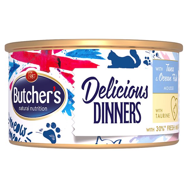 Butcher&#039;s Delicious Dinners Karma dla kotów mus z tuńczykiem i rybami oceanicznymi 85 g