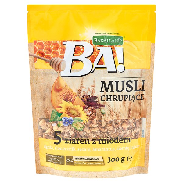 Bakalland Ba! Musli chrupiące 5 ziaren z miodem 300 g