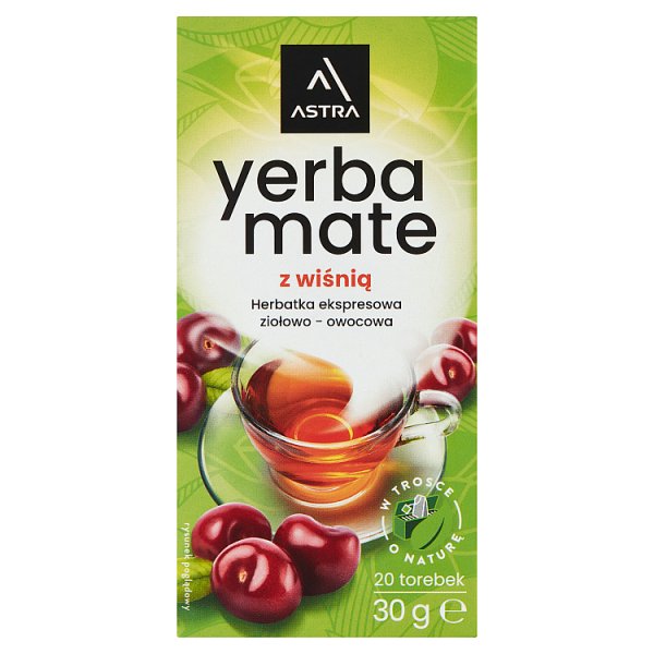 Astra Herbatka ekspresowa ziołowo-owocowa Yerba Mate z wiśnią 30 g (20 x 1,5 g)