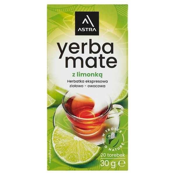 Astra Herbatka ekspresowa ziołowo-owocowa Yerba Mate z limonką 30 g (20 x 1,5 g)