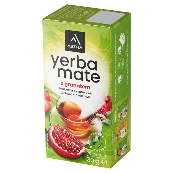 Astra Herbatka ekspresowa ziołowo-owocowa Yerba Mate z granatem 30 g (20 x 1,5 g)