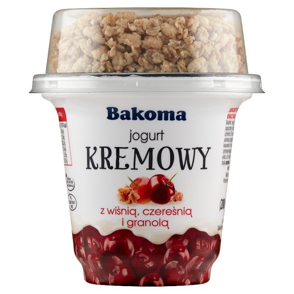 Bakoma Jogurt kremowy z wiśnią czereśnią i granolą 230 g