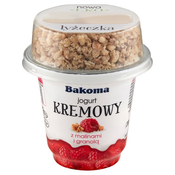 Bakoma Jogurt kremowy z malinami i granolą 230 g