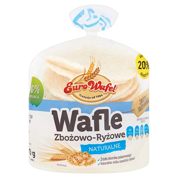 Eurowafel Wafle zbożowo-ryżowe naturalne 70 g (12 sztuk)