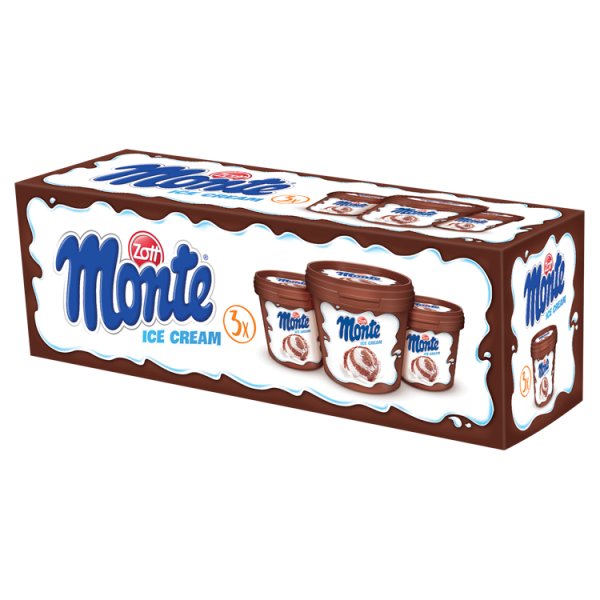 Zott Monte Lody śmietankowe i lody czekoladowo-orzechowe 450 ml (3 x 150 ml)