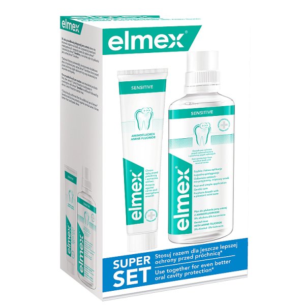 elmex Sensitive Pasta do zębów i Płyn do płukania jamy ustnej na nadwrażliwość Zestaw 75ml + 400ml