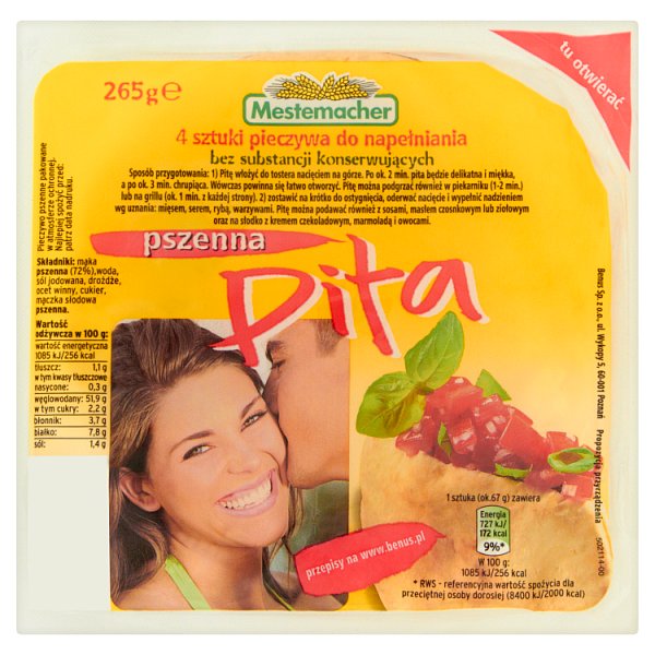 Mestemacher Pita pszenna 265 g (4 sztuki)