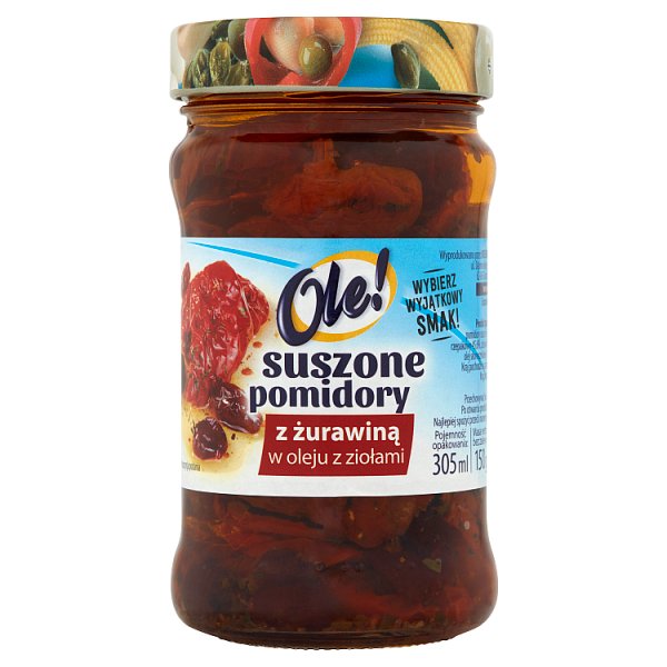 Ole! Suszone pomidory z żurawiną w oleju z ziołami 270 g