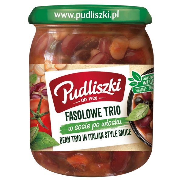 Pudliszki Fasolowe trio w sosie po włosku 500 g