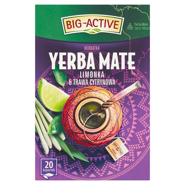 Big-Active Herbatka Yerba Mate limonka &amp; trawa cytrynowa 30 g (20 x 1,5 g)