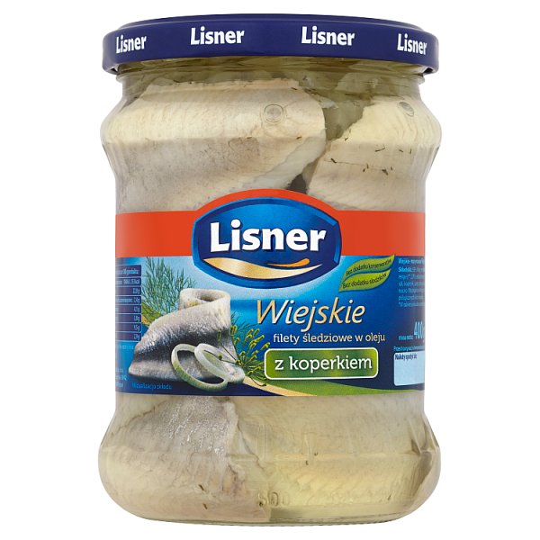 Lisner Wiejskie filety śledziowe w oleju z koperkiem 400 g