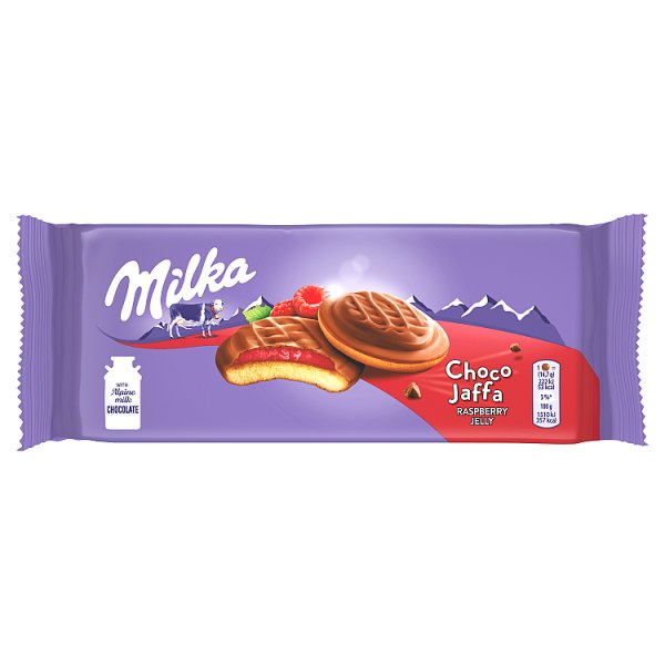 Milka Choco Jaffa Biszkopty z galaretką o smaku malinowym oblewane czekoladą mleczną 147 g