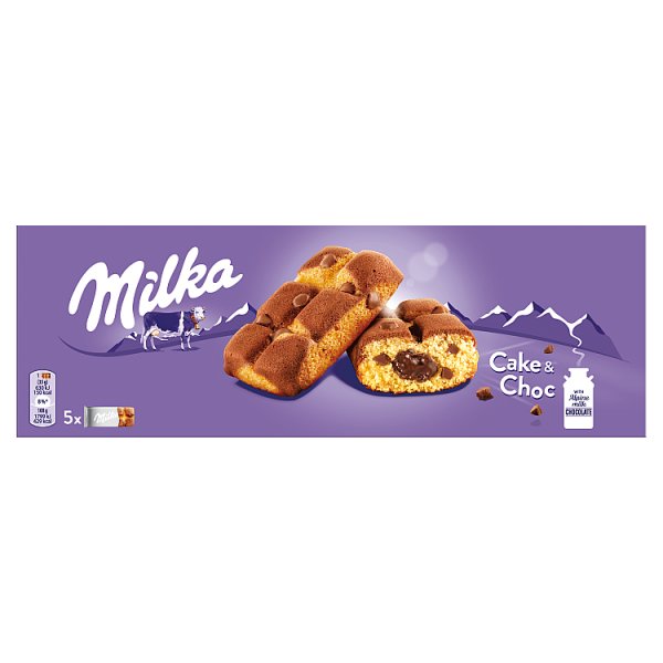 Milka Cake &amp; Choc Ciastka biszkoptowe z kawałkami czekolady mlecznej 175 g (5 x 35 g)