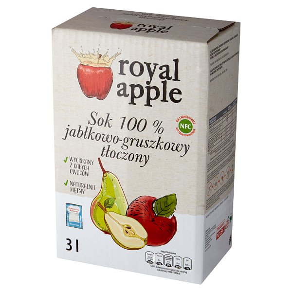 Royal apple Sok 100 % jabłkowo-gruszkowy tłoczony 3 l