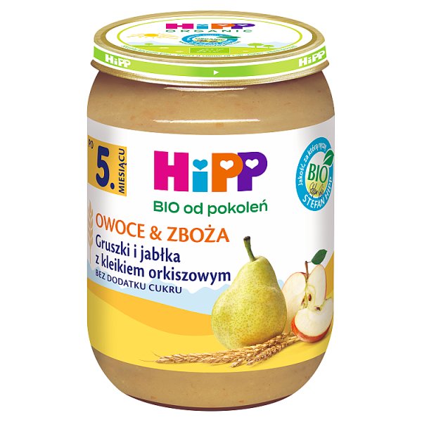 HiPP BIO Owoce &amp; Zboża Gruszki i jabłka z kleikiem orkiszowym po 5. miesiącu 190 g