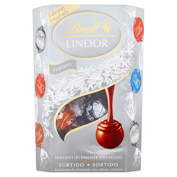 Lindt Lindor Pralinki z czekolady mlecznej gorzkiej i mlecznej z orzechami z nadzieniem 200 g