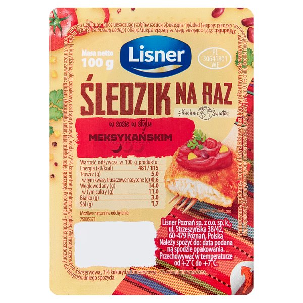 Lisner Śledzik na raz w sosie w stylu meksykańskim 100 g