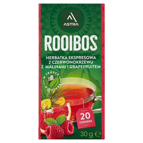 Astra Herbatka ekspresowa Rooibos z malinami i grapefruitem 30 g (20 x 1,5 g)