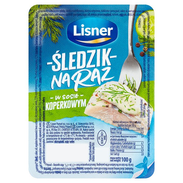 Lisner Śledzik na raz w sosie koperkowym 100 g