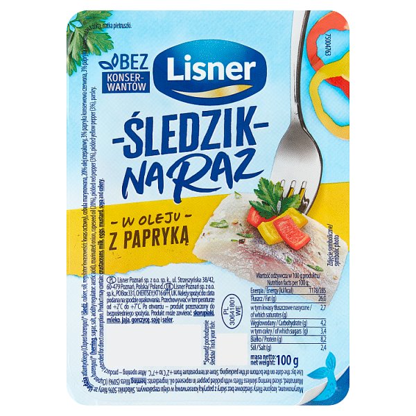 Lisner Śledzik na raz w oleju z papryką 100 g