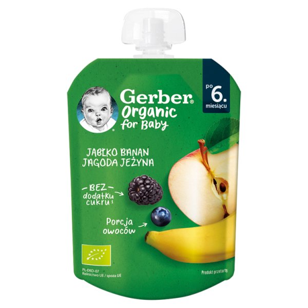 Gerber Organic Jabłko banan jagoda jeżyna po 6. miesiącu 80 g