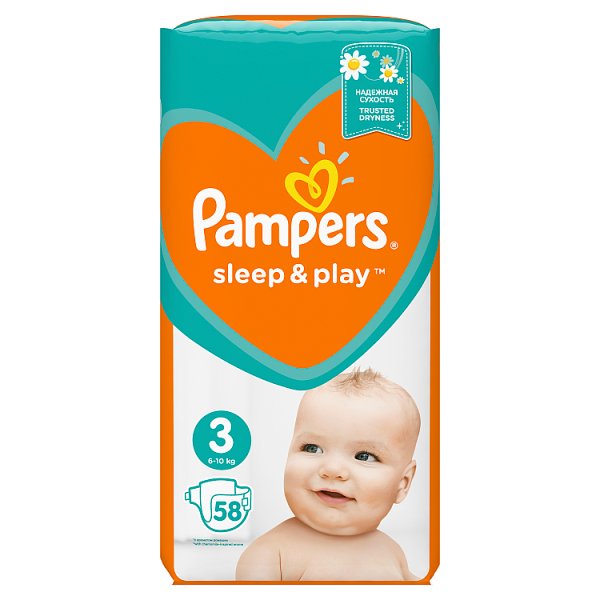 Pampers Sleep&amp;Play, Rozmiar 3, 58 Pieluszek, 6–10kg