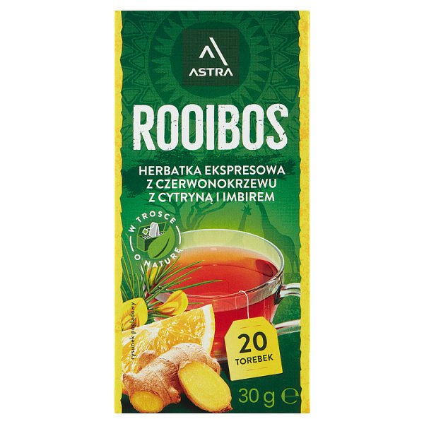 Astra Herbatka ekspresowa Rooibos z cytryną i imbirem 30 g (20 x 1,5 g)
