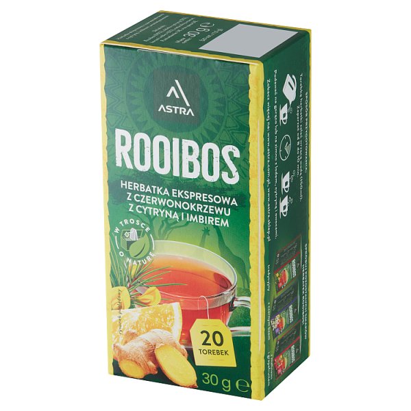 Astra Herbatka ekspresowa Rooibos z cytryną i imbirem 30 g (20 x 1,5 g)