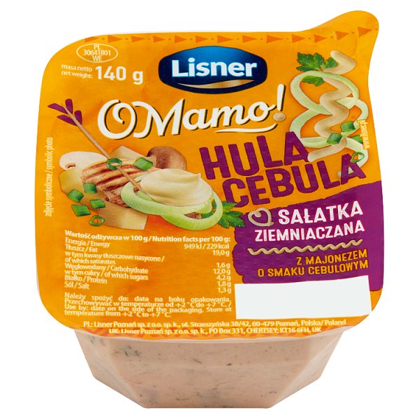Lisner O Mamo! Sałatka ziemniaczana z majonezem o smaku cebulowym 140 g