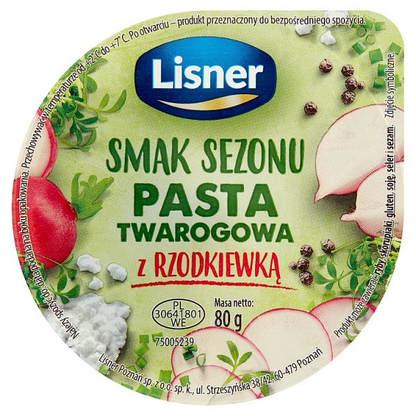 Lisner Smak Sezonu Pasta twarogowa z rzodkiewką 80 g