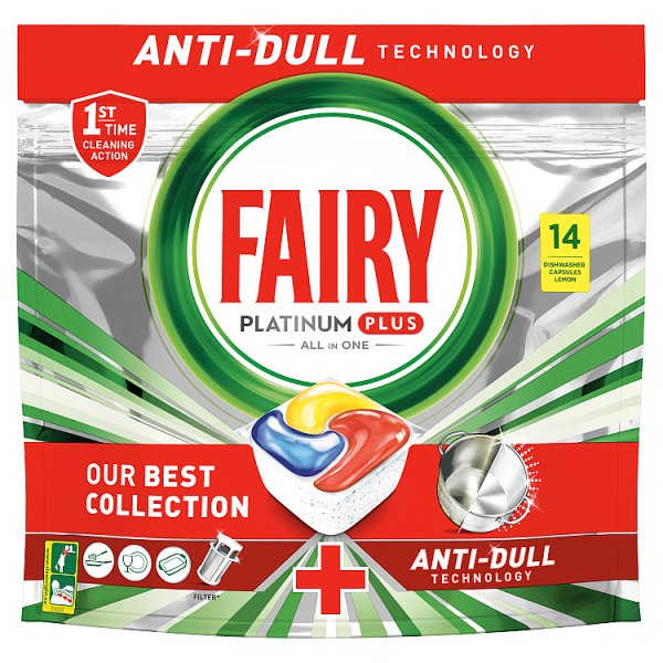 Fairy Platinum Plus Cytryna Tabletki do zmywarki All In One, 14 tabletek