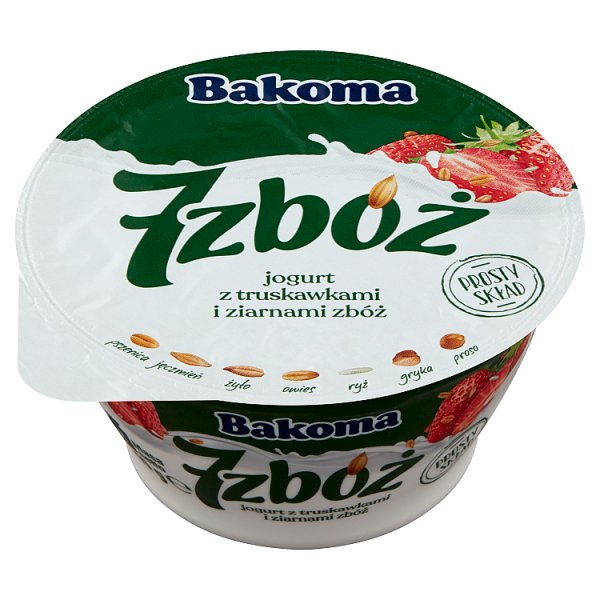 Bakoma 7 zbóż Jogurt z truskawkami i ziarnami zbóż 140 g