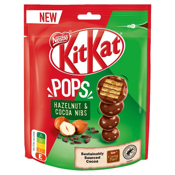 KitKat Pops Hazelnut &amp; Cocoa Nibs Kruchy wafelek w mlecznej czekoladzie 110 g