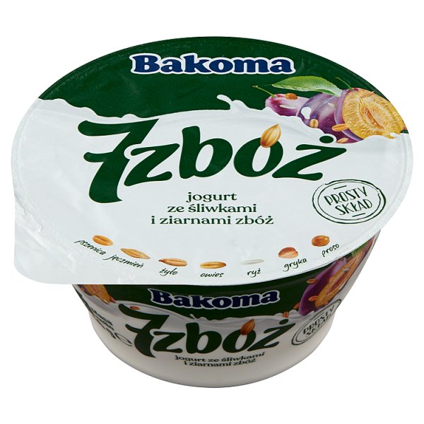 Bakoma 7 zbóż Jogurt ze śliwkami i ziarnami zbóż 140 g