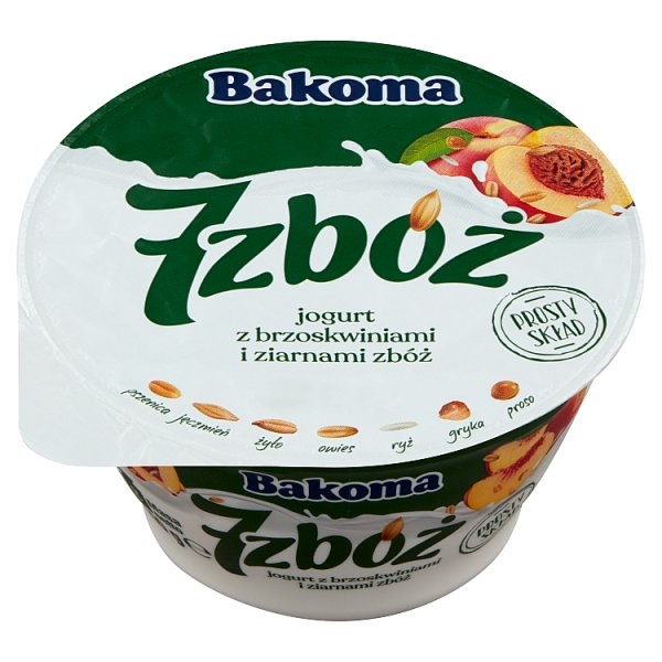 Bakoma 7 zbóż Jogurt z brzoskwiniami i ziarnami zbóż 140 g