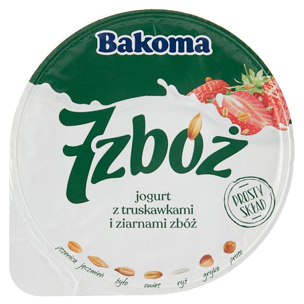 Bakoma 7 zbóż Jogurt z truskawkami i ziarnami zbóż 300 g