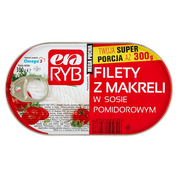 Era Ryb Filety z makreli w sosie pomidorowym 300 g