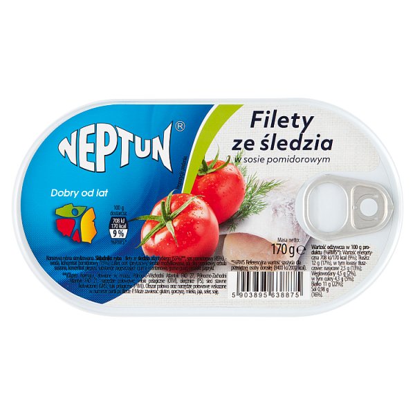 Neptun Filety ze śledzia w sosie pomidorowym 170 g