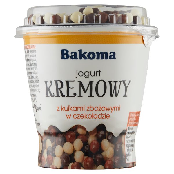 Bakoma Jogurt kremowy z kulkami zbożowymi w czekoladzie 127 g