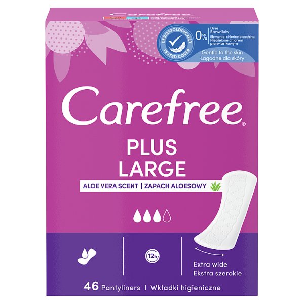 Carefree Plus Large Aloe Wkładki higieniczne zapach aloesowy 46 sztuk