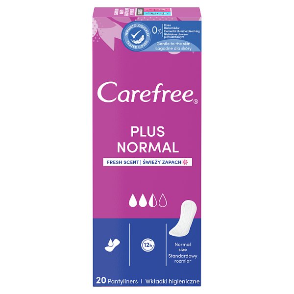 Carefree Plus Normal Wkładki higieniczne świeży zapach 20 sztuk