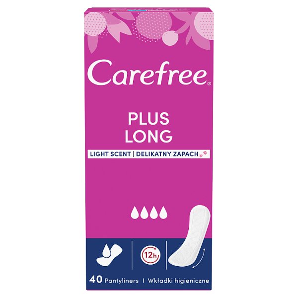 Carefree Plus Long Wkładki higieniczne delikatny zapach 40 sztuk