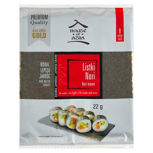 House of Asia Premium Listki nori 22 g (8 sztuk)