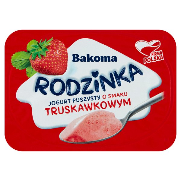 Bakoma Rodzinka Jogurt puszysty o smaku truskawkowym 70 g