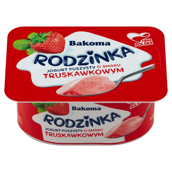 Bakoma Rodzinka Jogurt puszysty o smaku truskawkowym 70 g