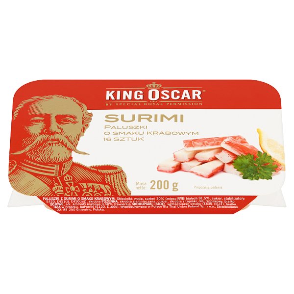King Oscar Surimi paluszki o smaku krabowym 200 g (16 sztuk)
