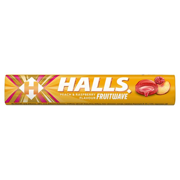 Halls Fruitwave Cukierki o smaku brzoskwiniowo-malinowym 45 g