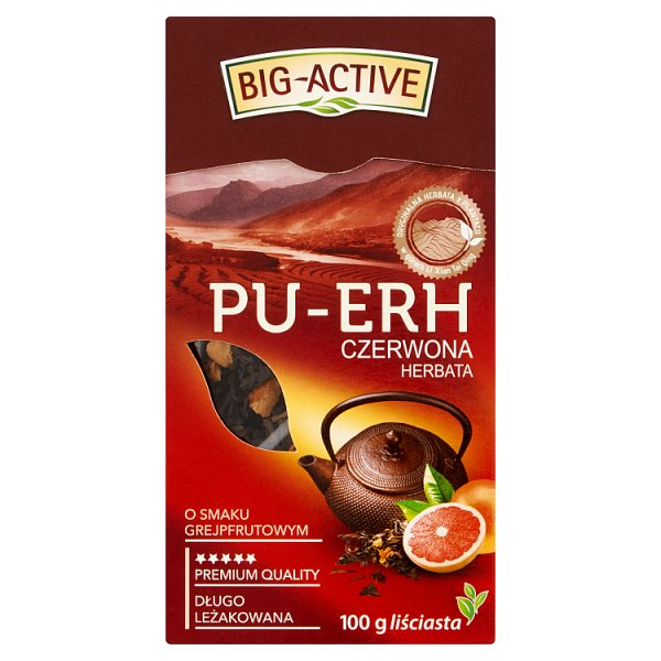 Big-Active Pu-Erh Herbata czerwona o smaku grejpfrutowym liściasta 100 g