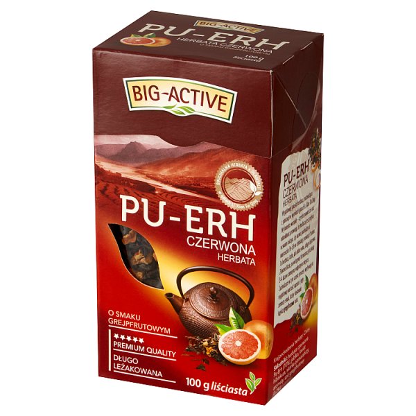 Big-Active Pu-Erh Herbata czerwona o smaku grejpfrutowym liściasta 100 g