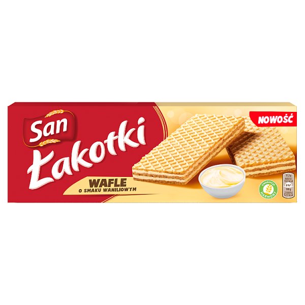 San Łakotki Wafle o smaku waniliowym 146 g